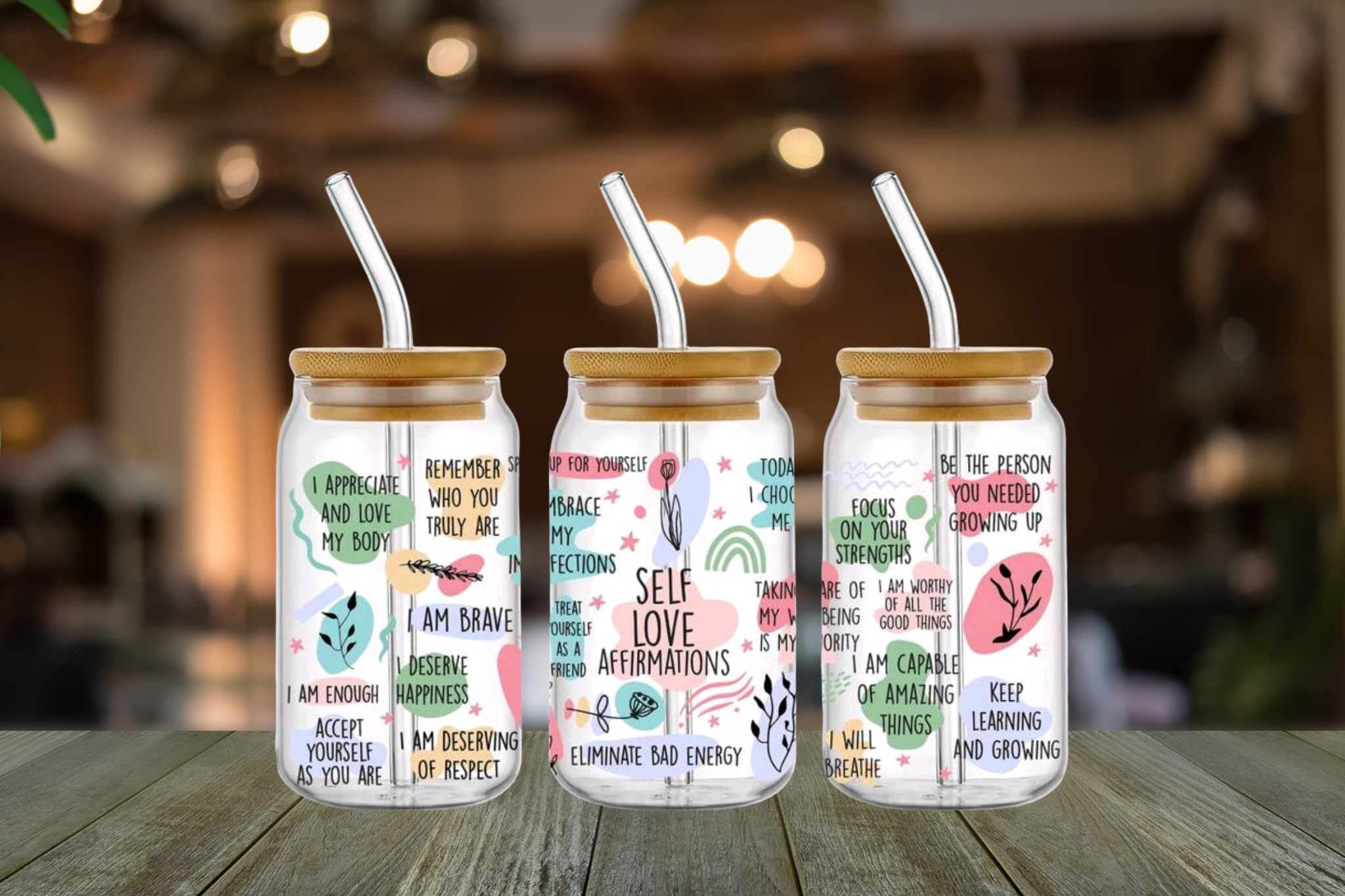 SELF LOVE AFFIRMATIONS GLASS LIBBEY CAN