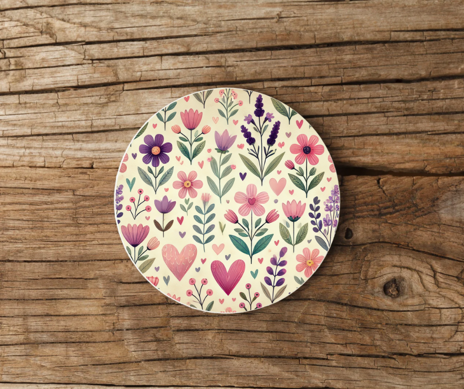 FLOWER AND HEART COASTER