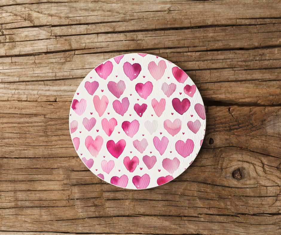 WATERCOLOUR HEARTS COASTER