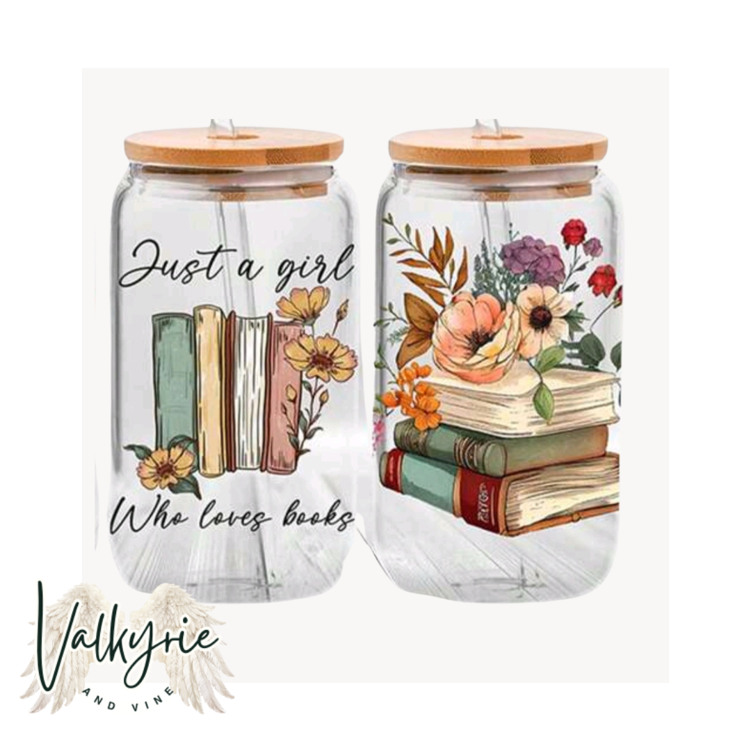 JUST A GIRL WHO LOVES BOOKS GLASS LIBBEY CAN