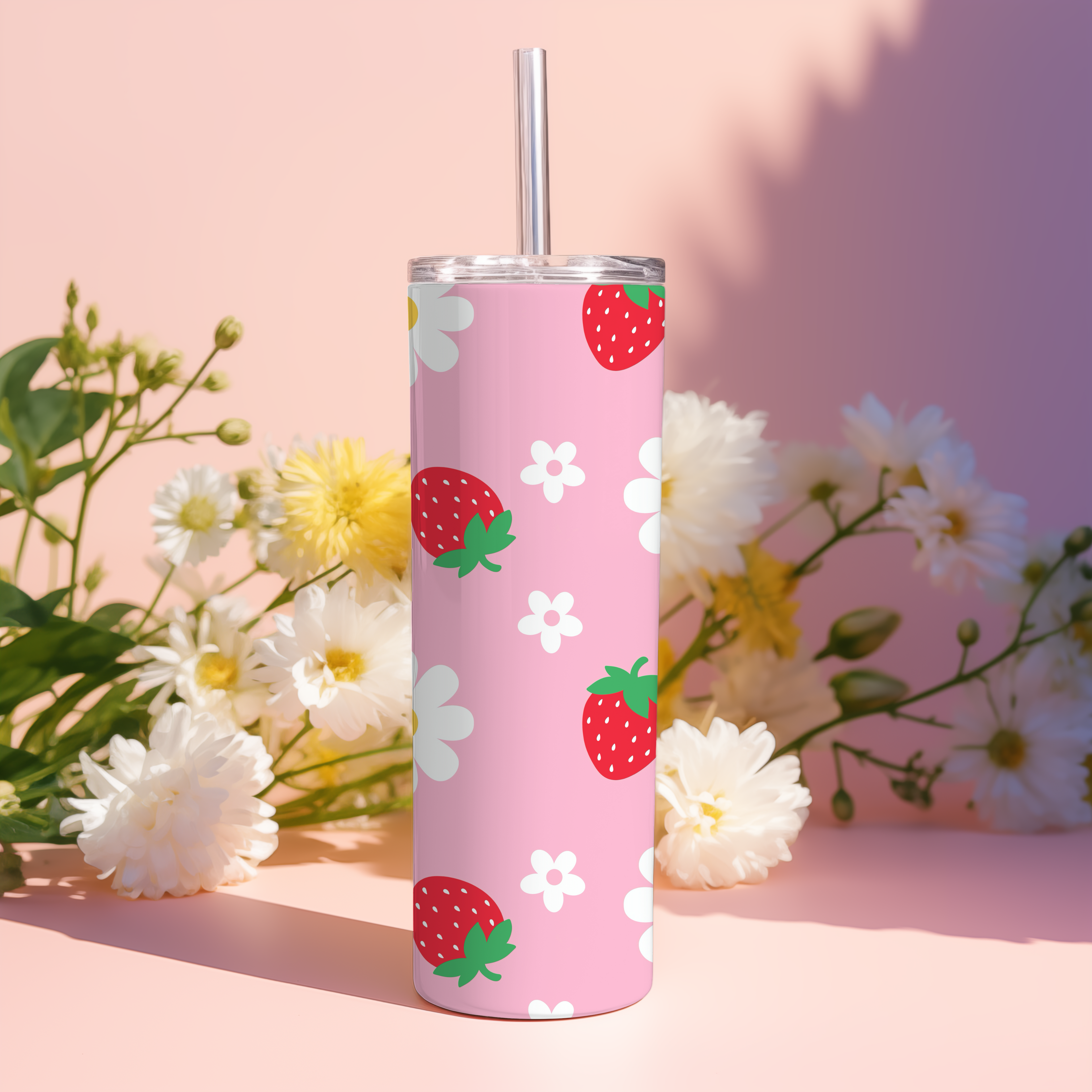 STRAWBERRY AND DAISY TUMBLER