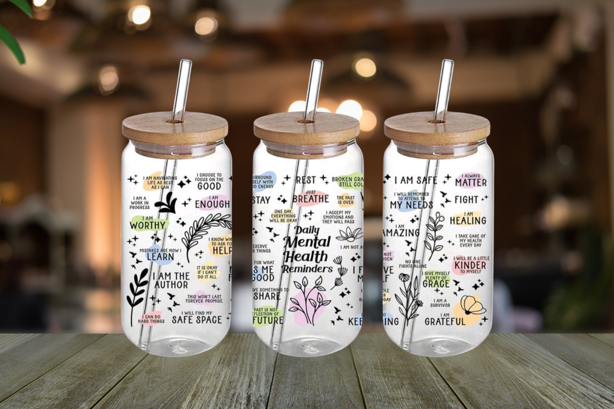 MENTAL HEALTH REMINDERS GLASS LIBBEY CAN