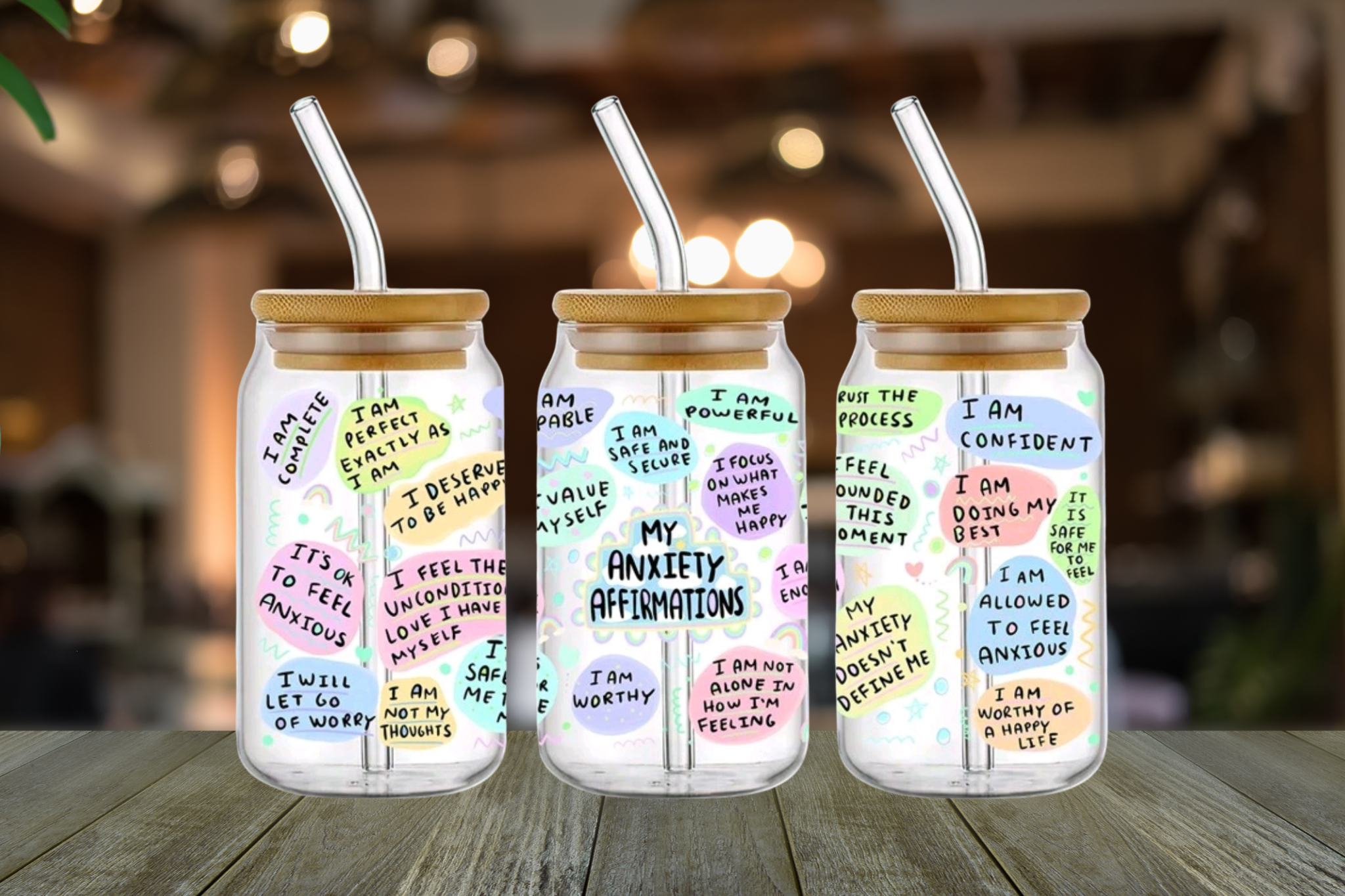 ANXIETY AFFIRMATIONS GLASS LIBBEY CAN