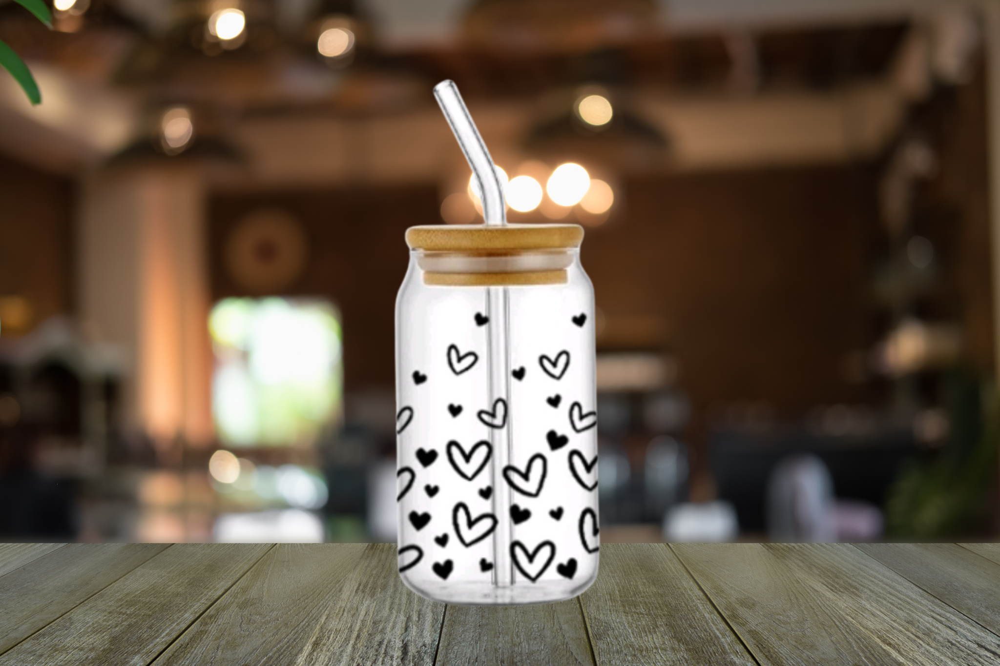 OUTLINE HEART GLASS LIBBEY CAN