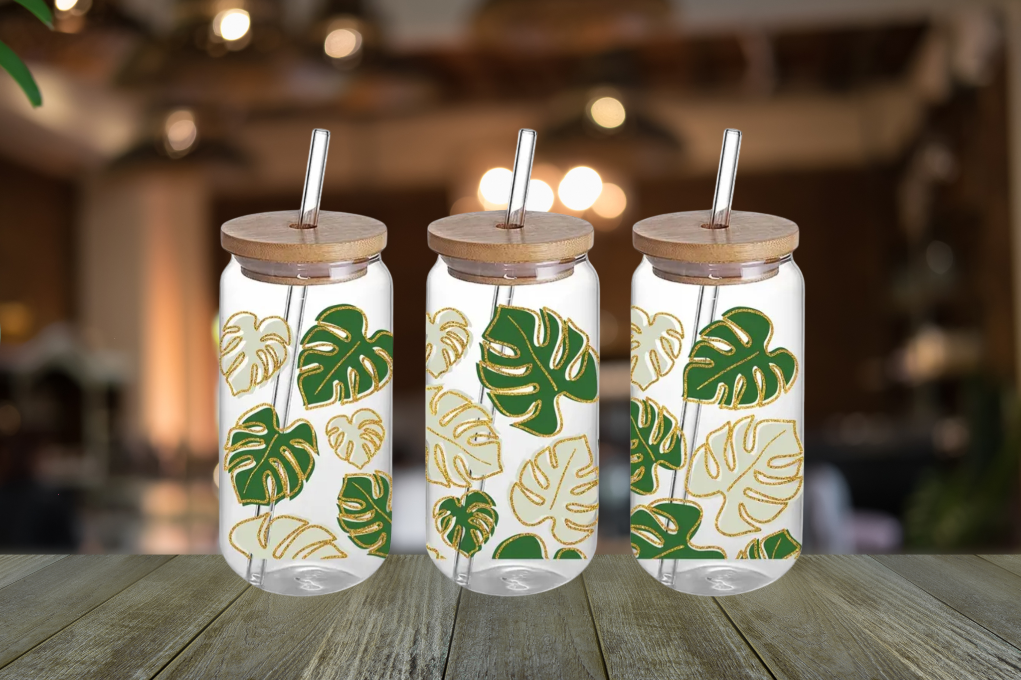 Tropical Leaves Glass Libbey 2